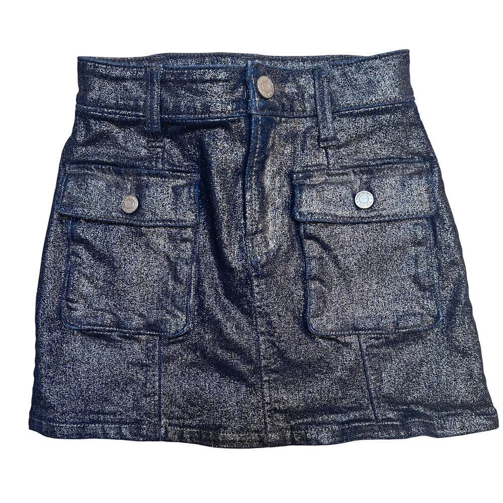 Gap Sparkly Denim Skirt sz 5 Adjustable Waist tabs